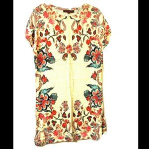Kavita Bhartia Anthropologie Dress Size XS $168 Floral Ivory Flutter Cap Sleeve